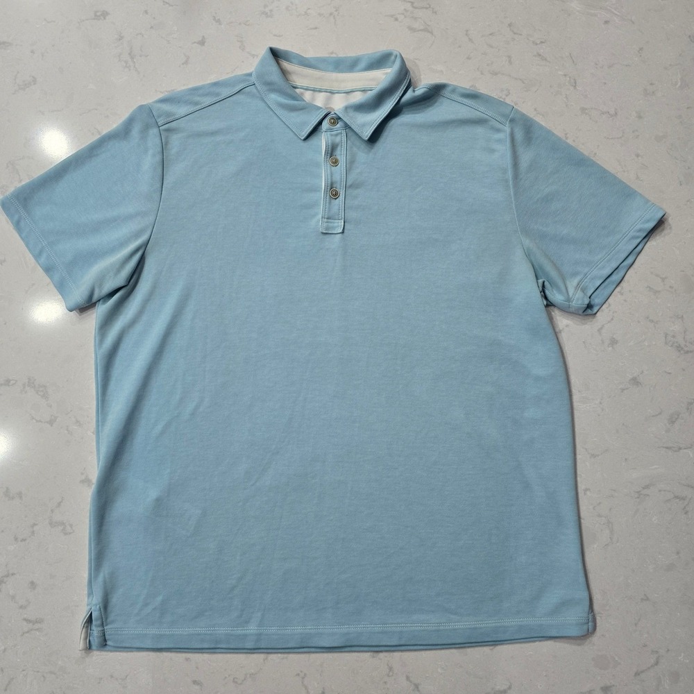 Tommy Bahama Mens Large Blue Tencel Blend Short Sleeve Polo Shirt L/G